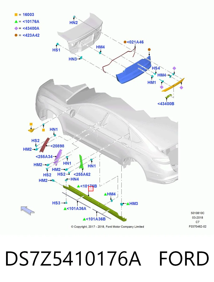 DS7Z5410176A Ford Накладка наружняя (молдинг) порога, правый