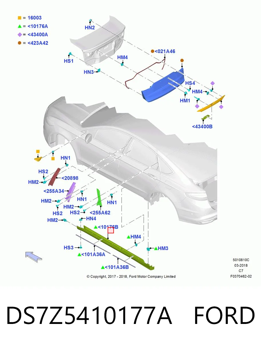 DS7Z5410177A Ford Накладка наружняя (молдинг) порога, левый