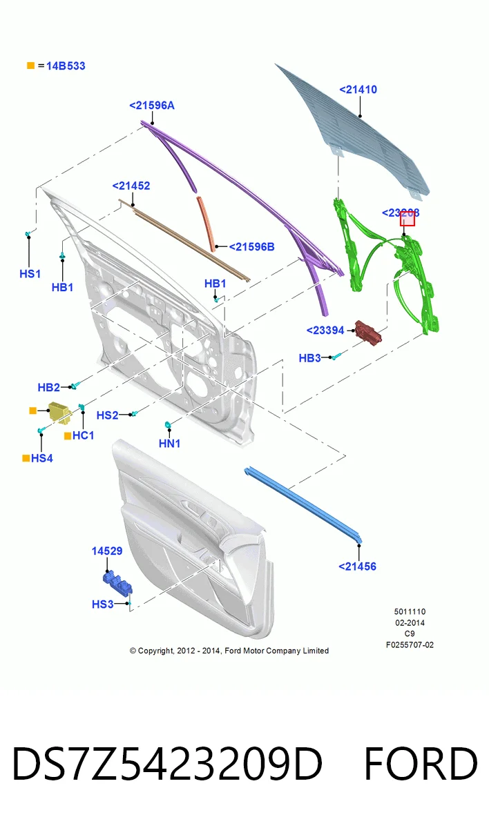 DS7Z5423209D Ford Механизм стеклоподъемника передней левой двери