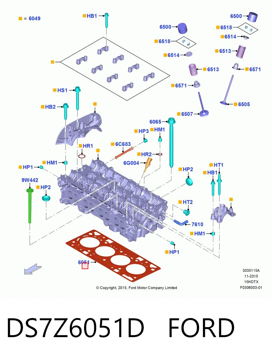 DS7Z6051D Ford Прокладка головки блока