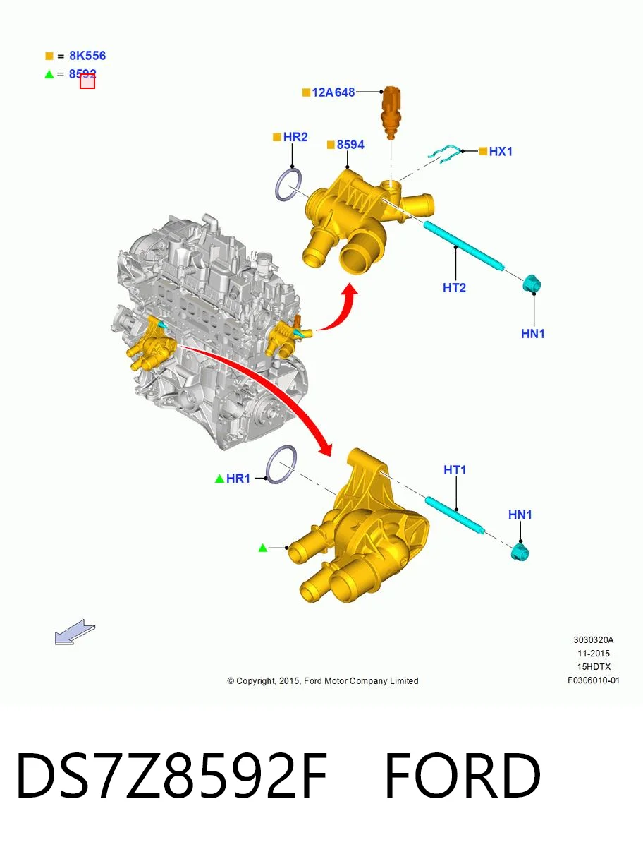 DS7Z8592F Ford Корпус термостата в сборе