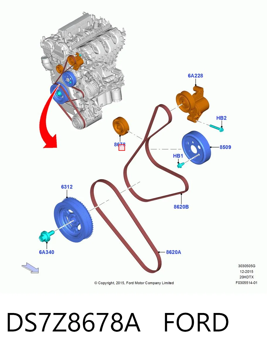 DS7Z8678A Ford Паразитный ведущий ролик