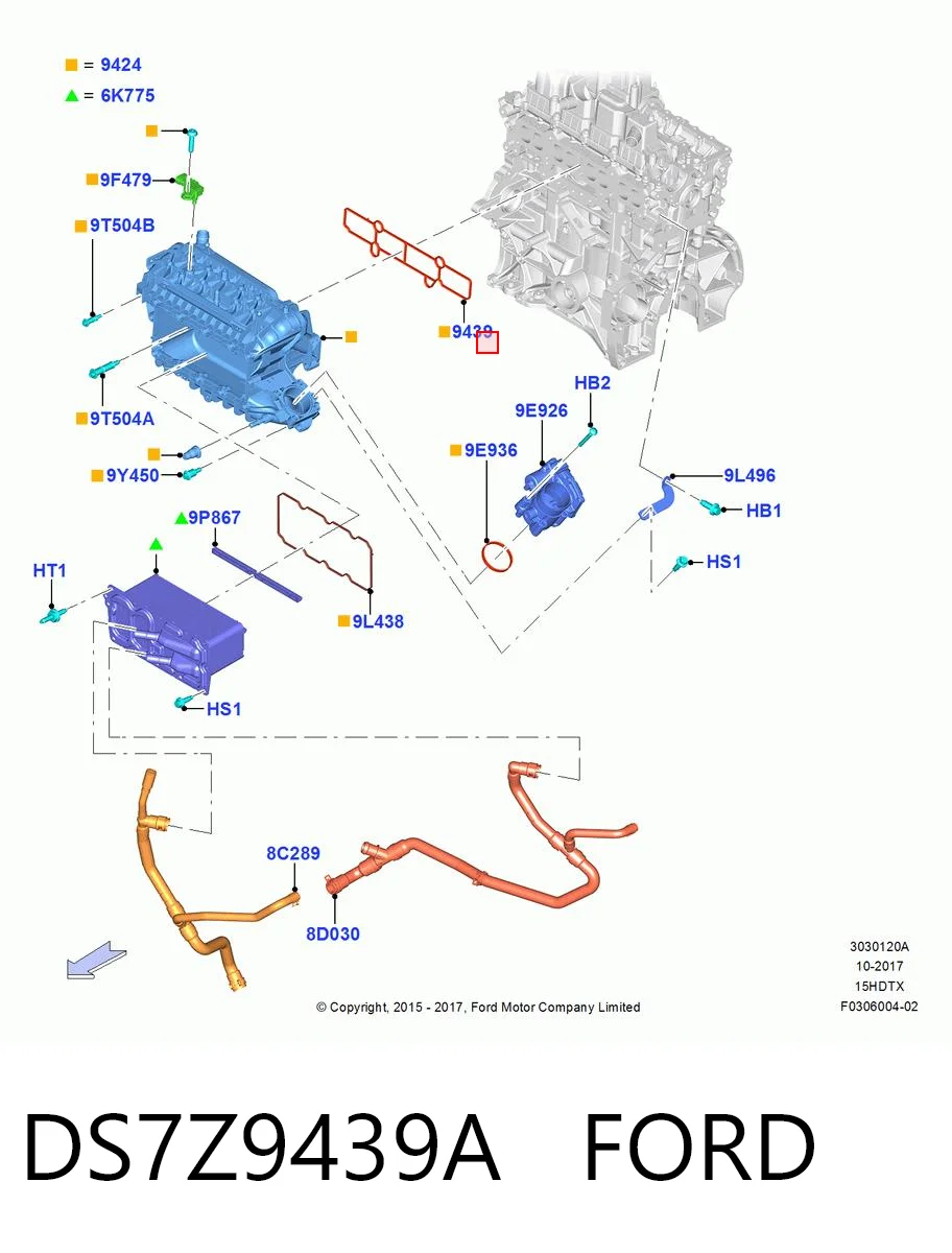 DS7Z9439A Ford  Прокладка впускного коллектора