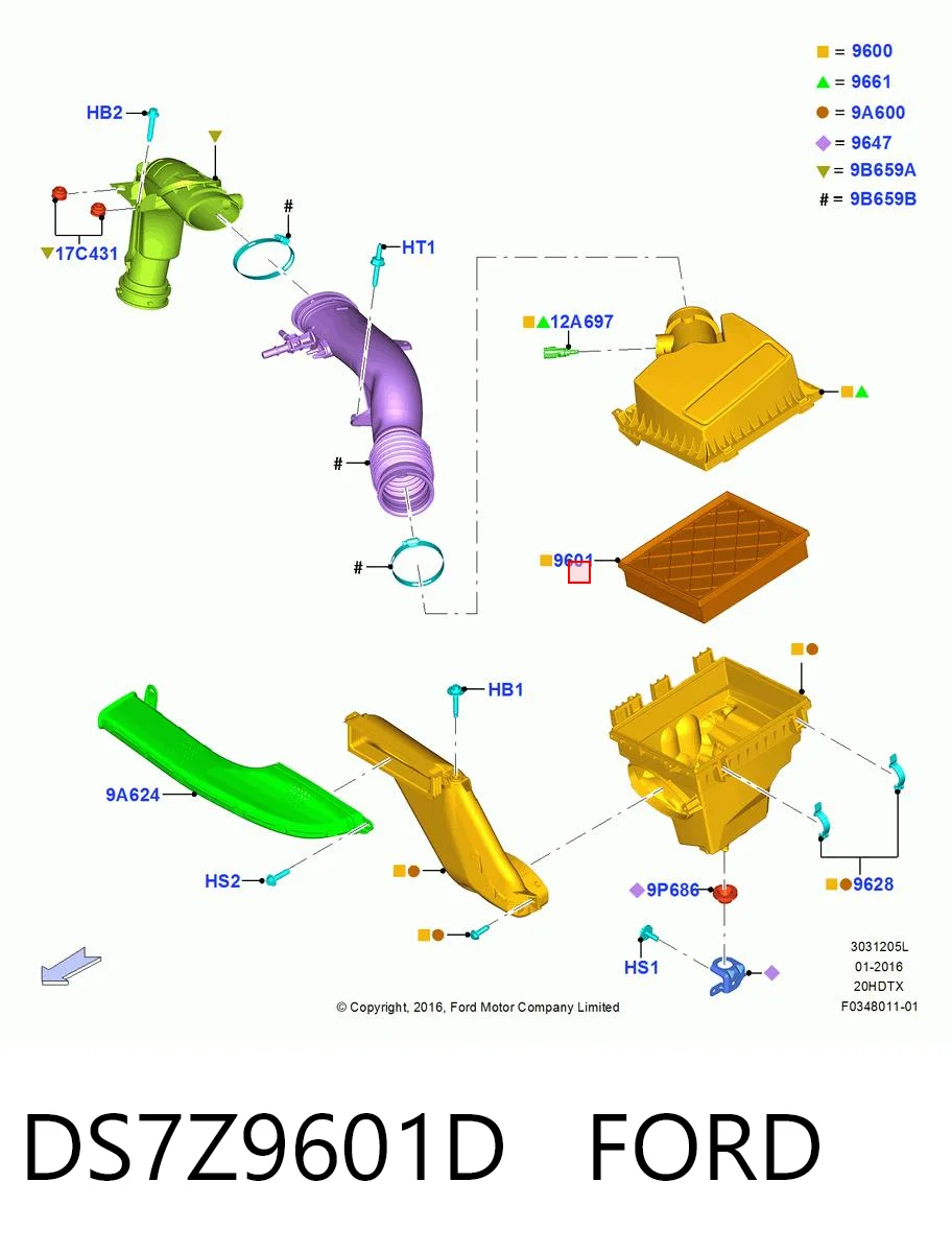 DS7Z9601D Ford Воздушный фильтр двигателя