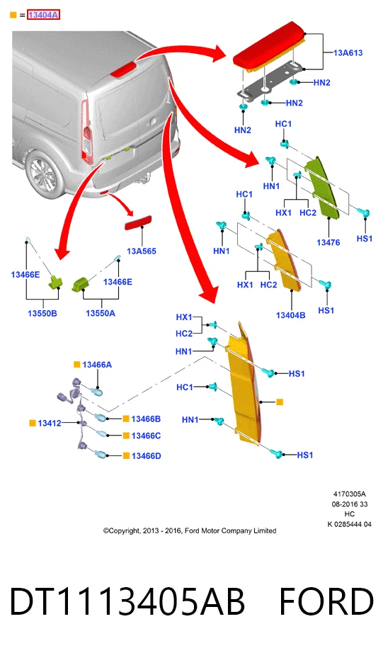 Задняя левая фара Ford DT1113405AD цена, от 58.67 USD