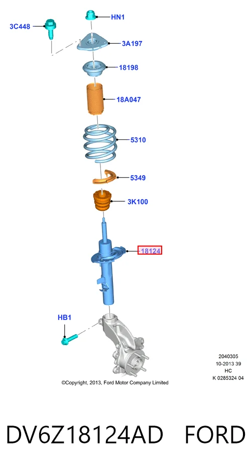DV6Z18124AD Ford Амортизатор передний левый