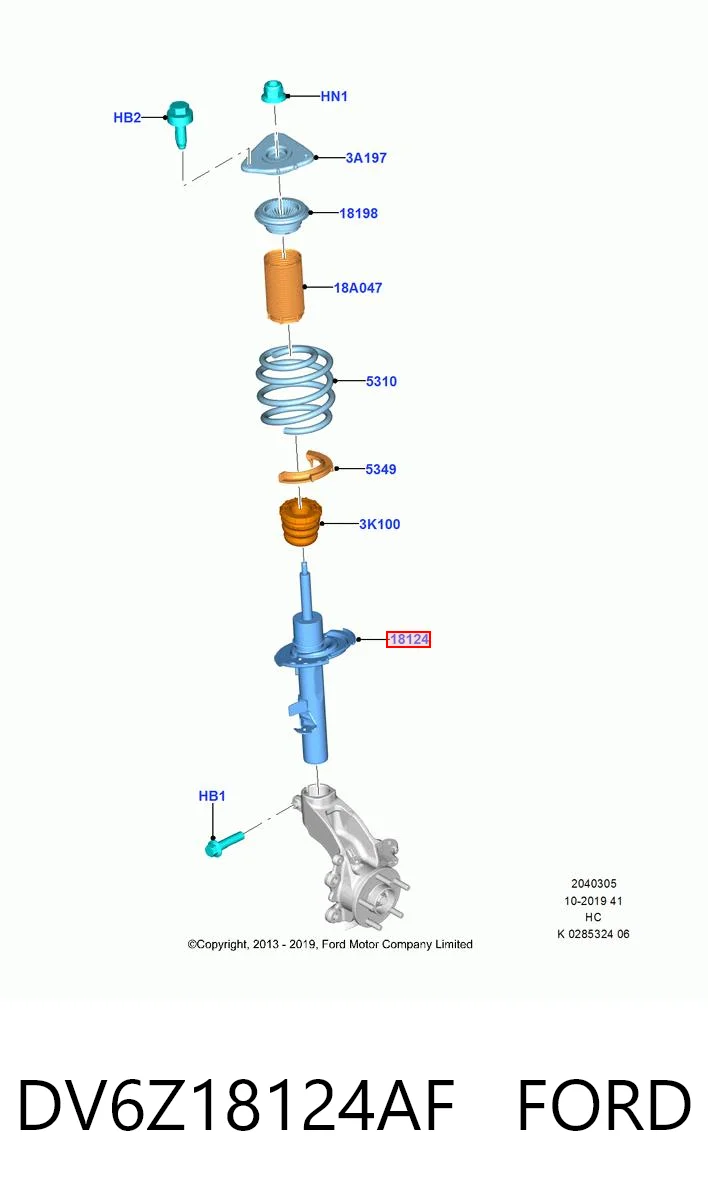 DV6Z18124AF Ford Амортизатор передней подвески правый
