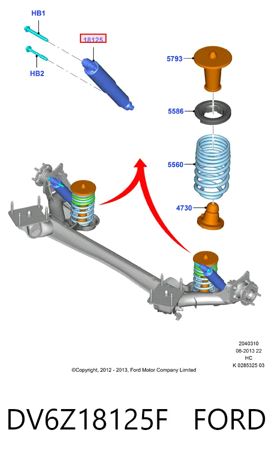 DV6Z18125F Ford Амортизаторы задние