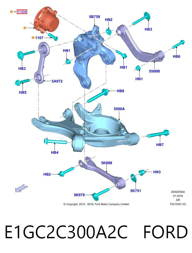 E1GC2C300A2C Ford Ступица колеса передняя