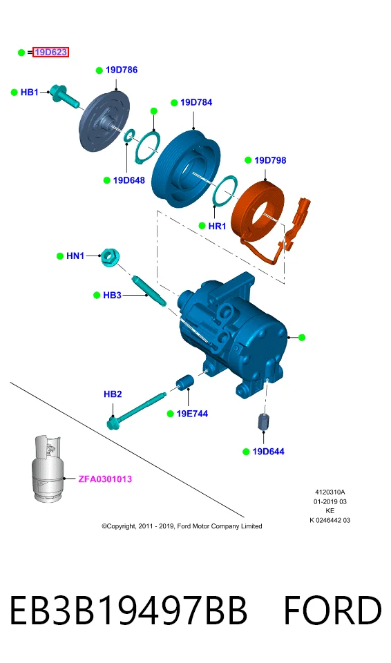 EB3B19497BB Ford Компрессор хладагента