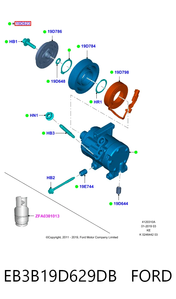 EB3B19D629DB Ford Компрессор хладагента