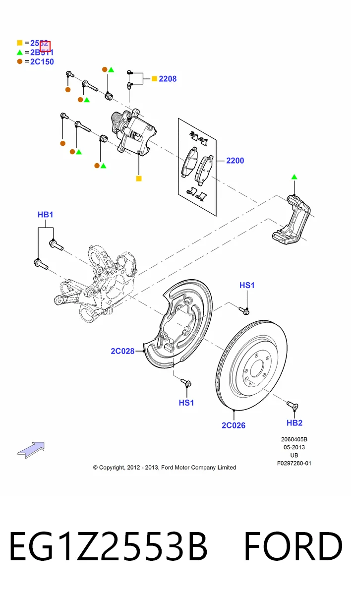 EG1Z2553B Ford Тормозной суппорт задний левый