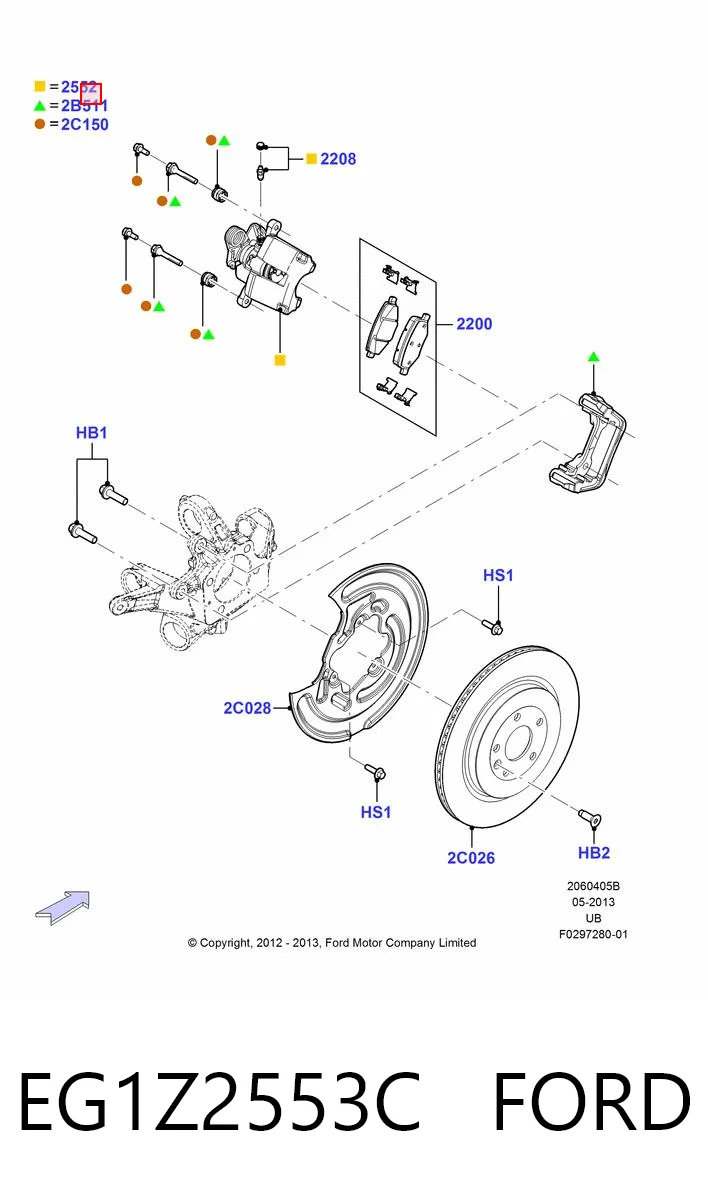 EG1Z2553C Ford Тормозной суппорт задний левый