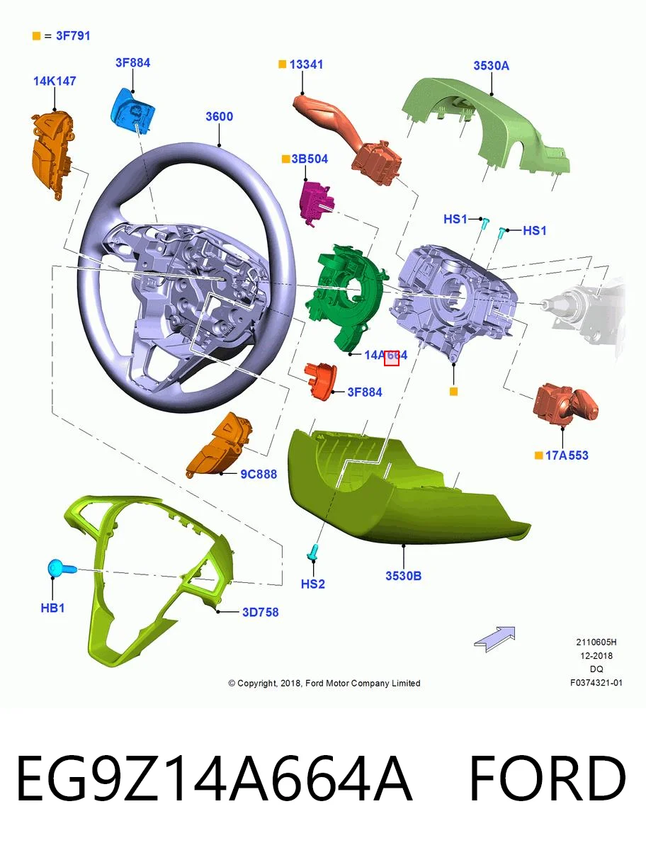 EG9Z14A664M Ford Кольцо подушки безопасности