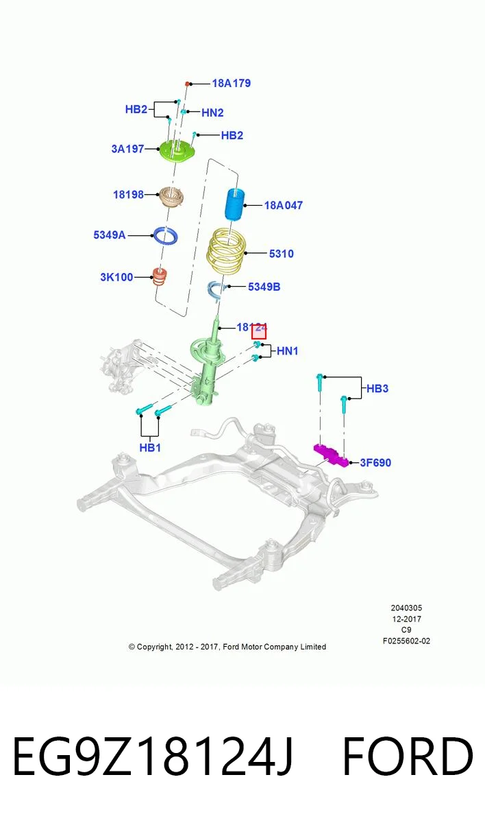 EG9Z18124J Ford Амортизатор передней подвески правый