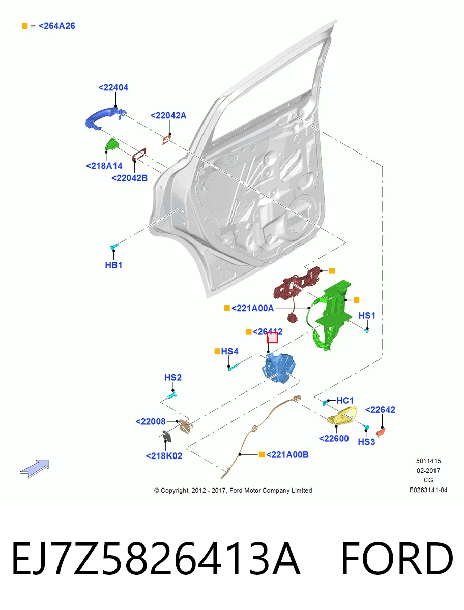 EJ7Z5826413A Ford Замок двери задней левой