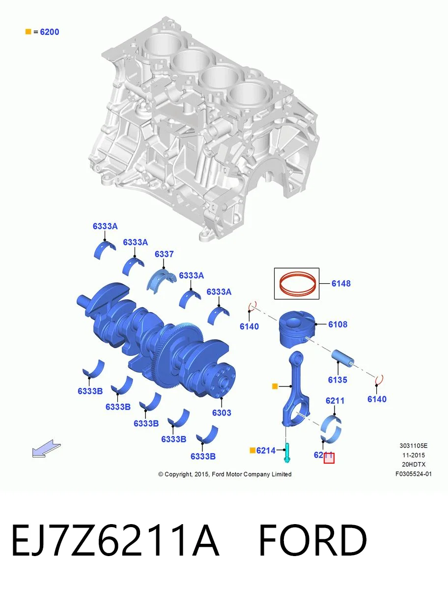Комплект подшипников скольжения на Ford Explorer  U5