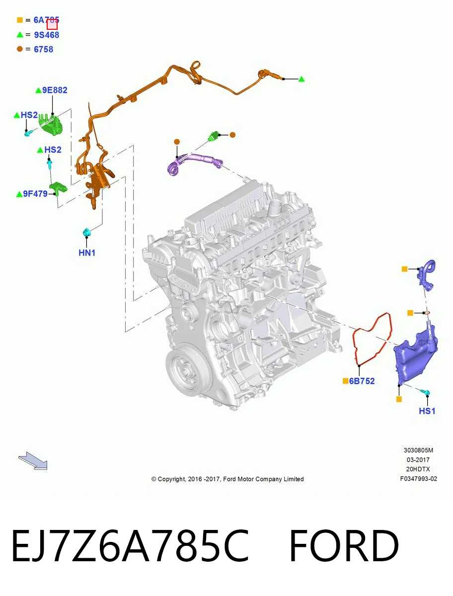 EJ7Z6A785C Ford Маслоотделитель картерных газов