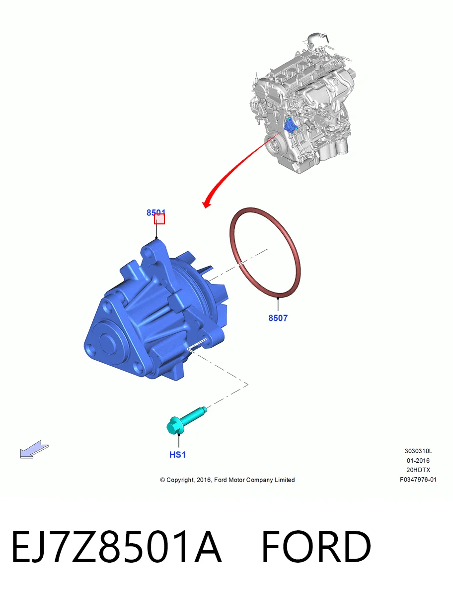 EJ7Z8501A Ford Насос водяной