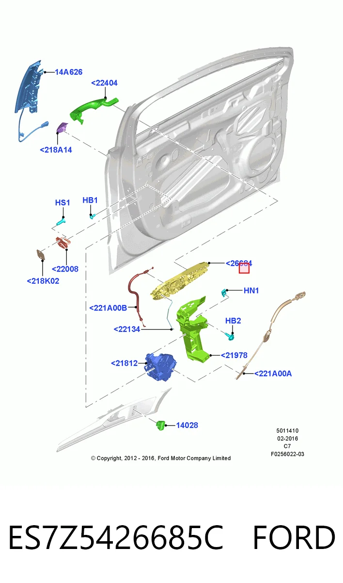 ES7Z5426685AA Ford Держатель наружной ручки двери передней левой