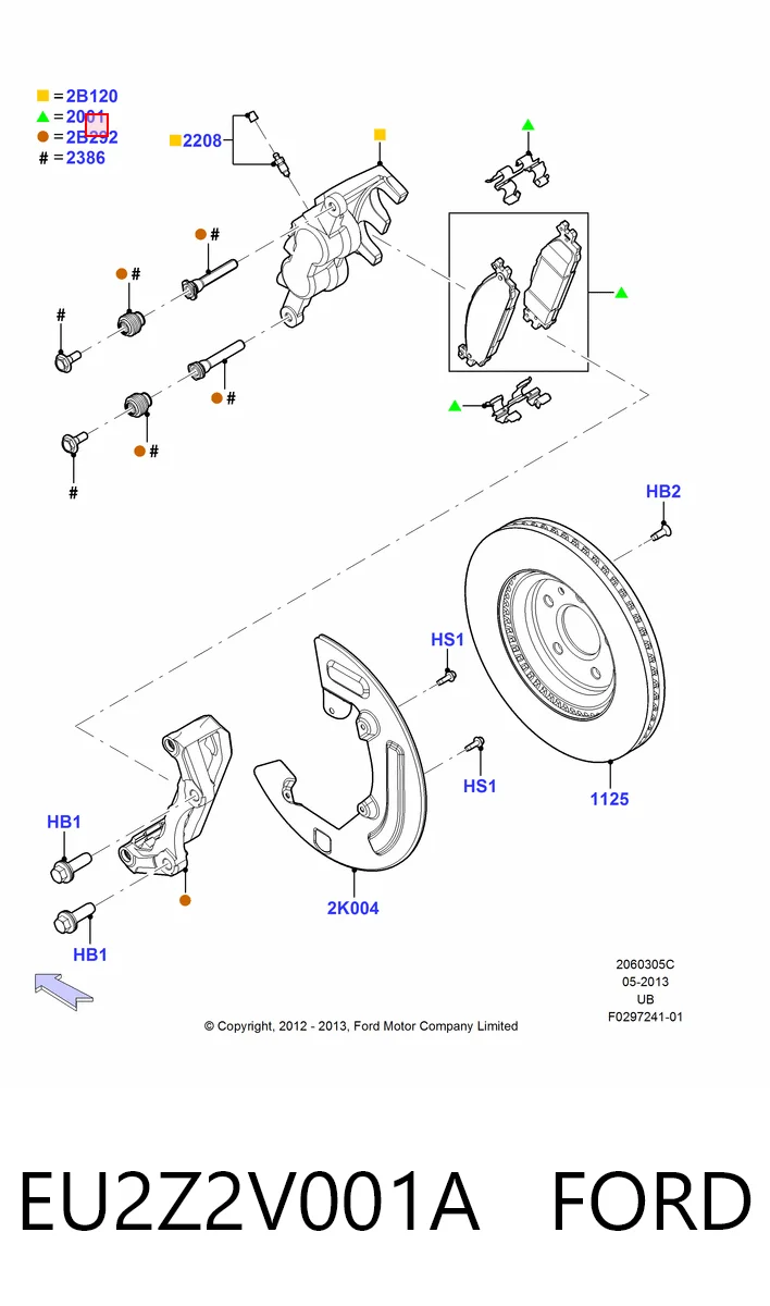 EU2Z2V001A Ford Колодки передние