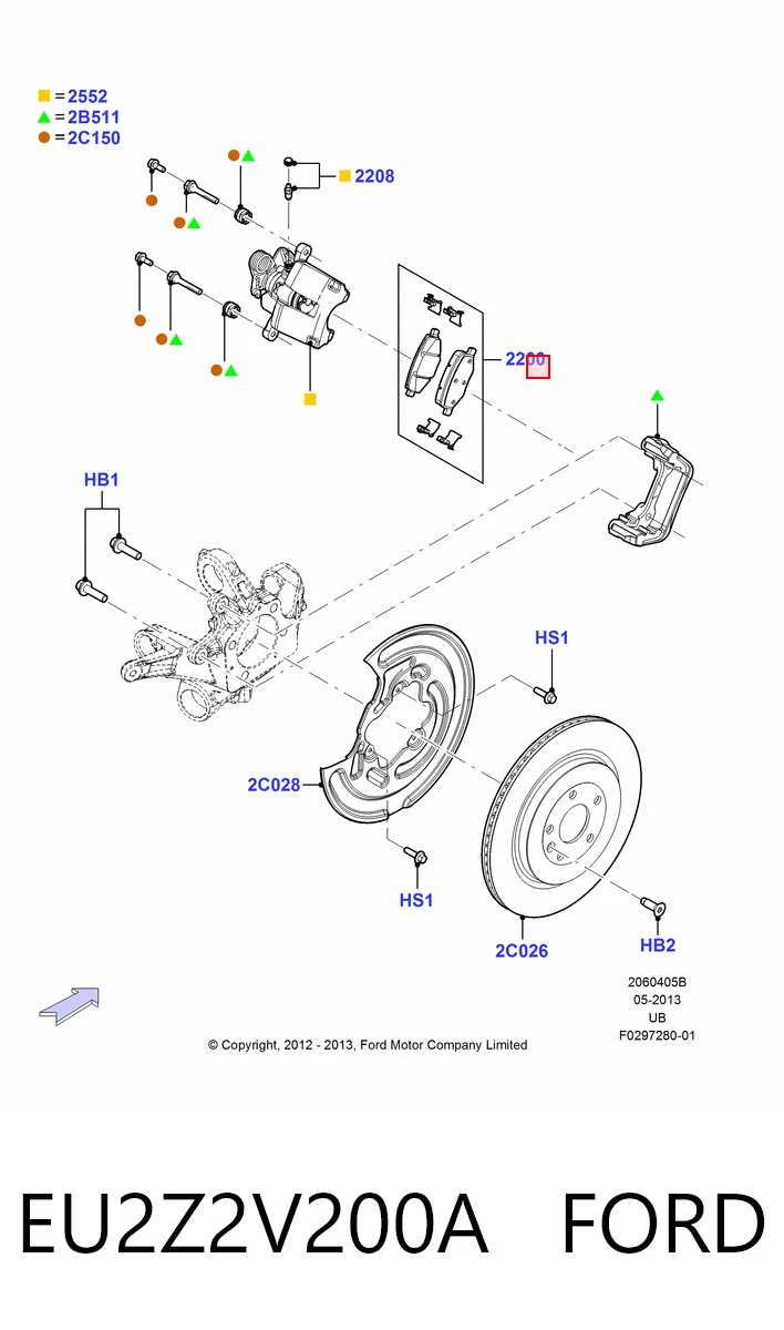 EU2Z2V200A Ford Колодки тормозные дисковые комплект
