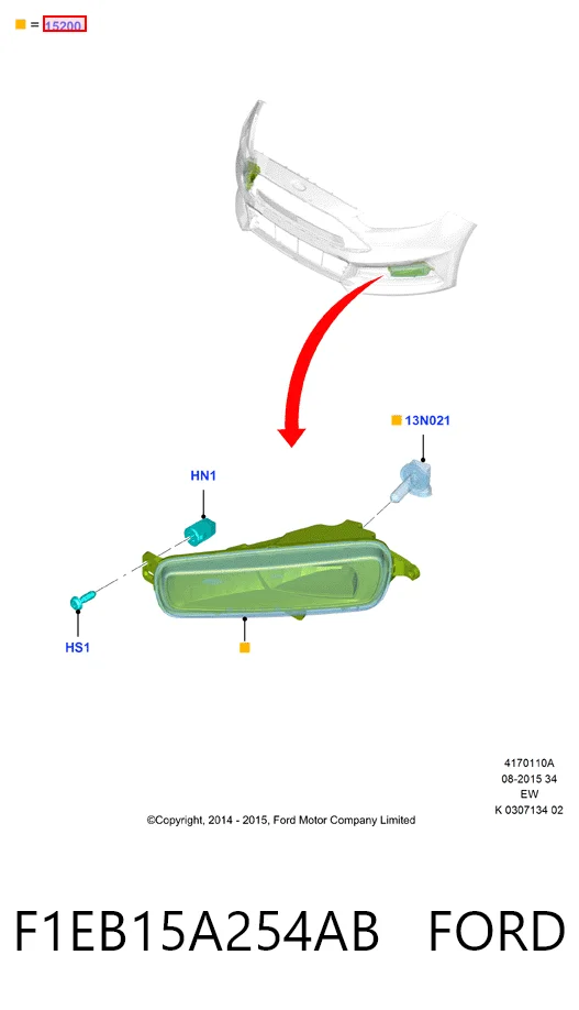 F1EB15A254AB Ford Противотуманная фара левая