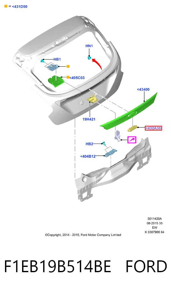 F1EB19B514BE Ford Кнопка привода замка крышки багажника (двери 3/5-й (ляды)