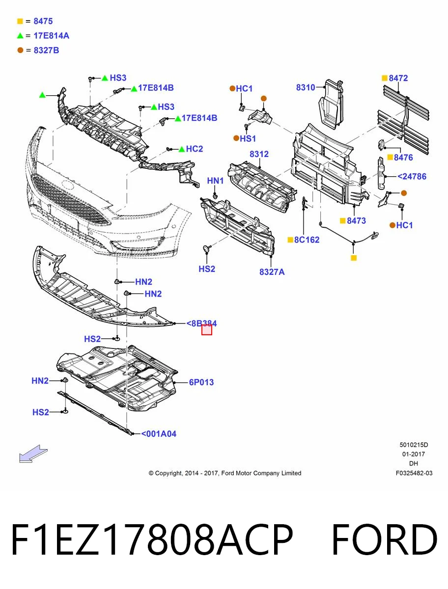 Защита бампера переднего HMPF1EB17B769AA Hmpx