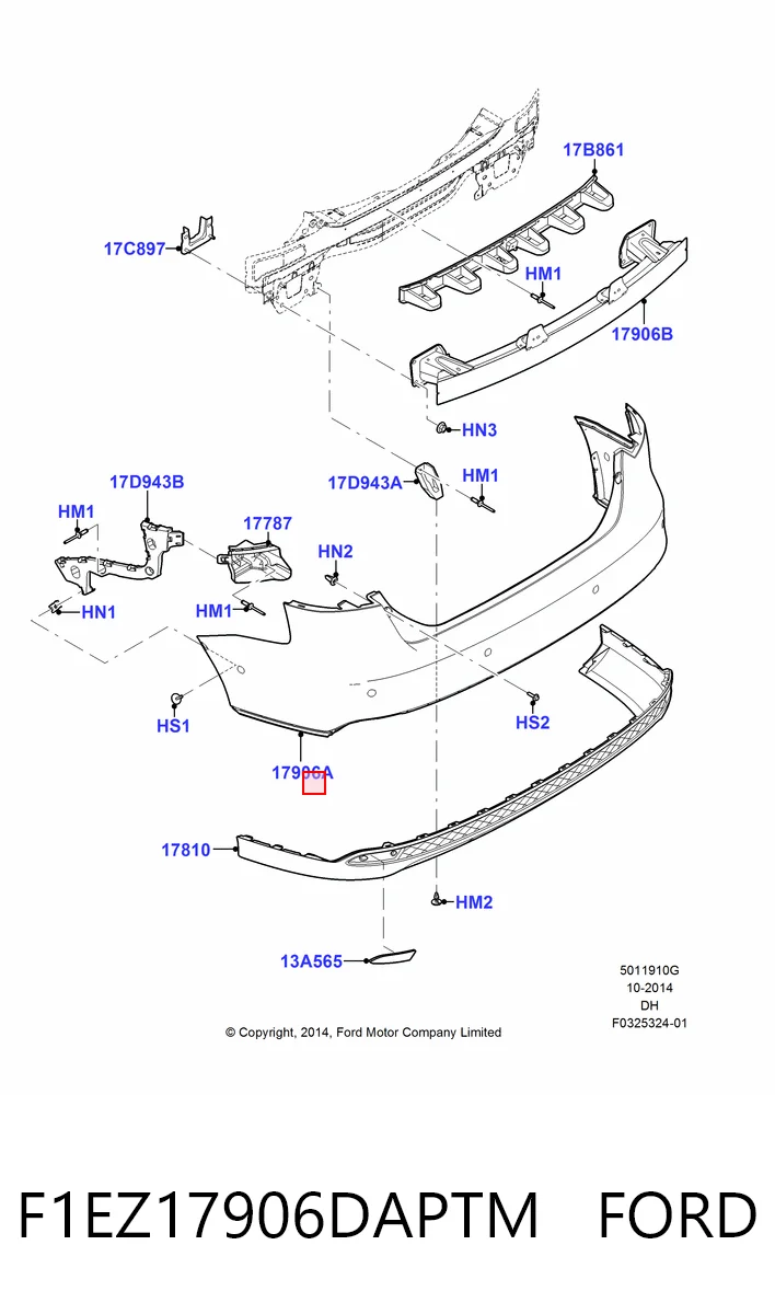 F1EZ17906DAPTM Ford Задний бампер