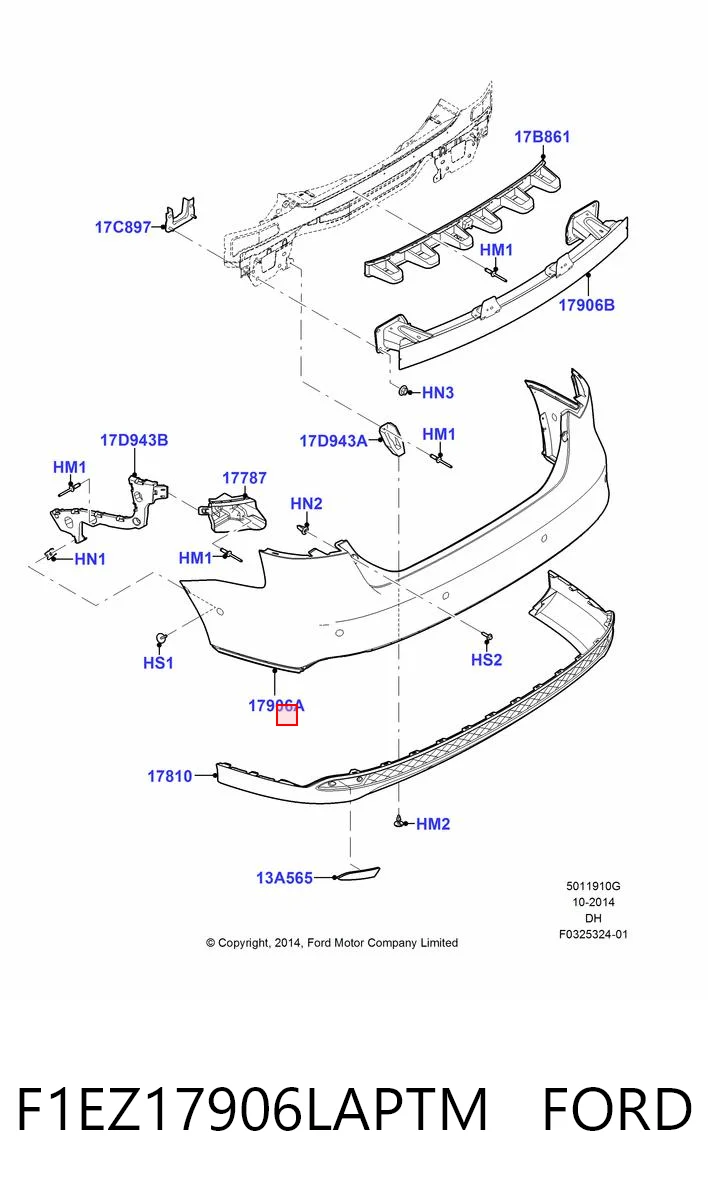 F1EZ17906LAPTM Ford Задний бампер