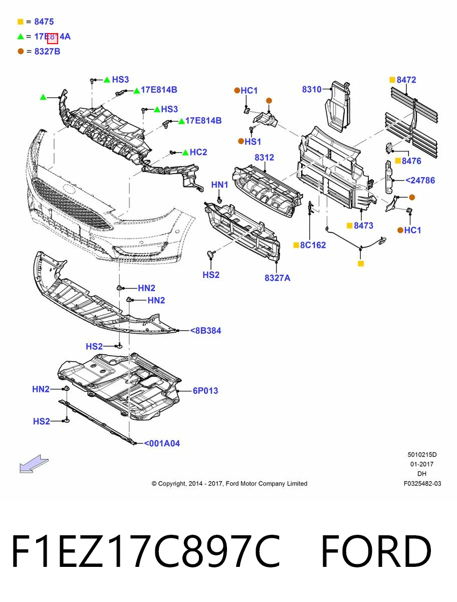 F1EZ17C897C Ford Кронштейн бампера переднего центральный