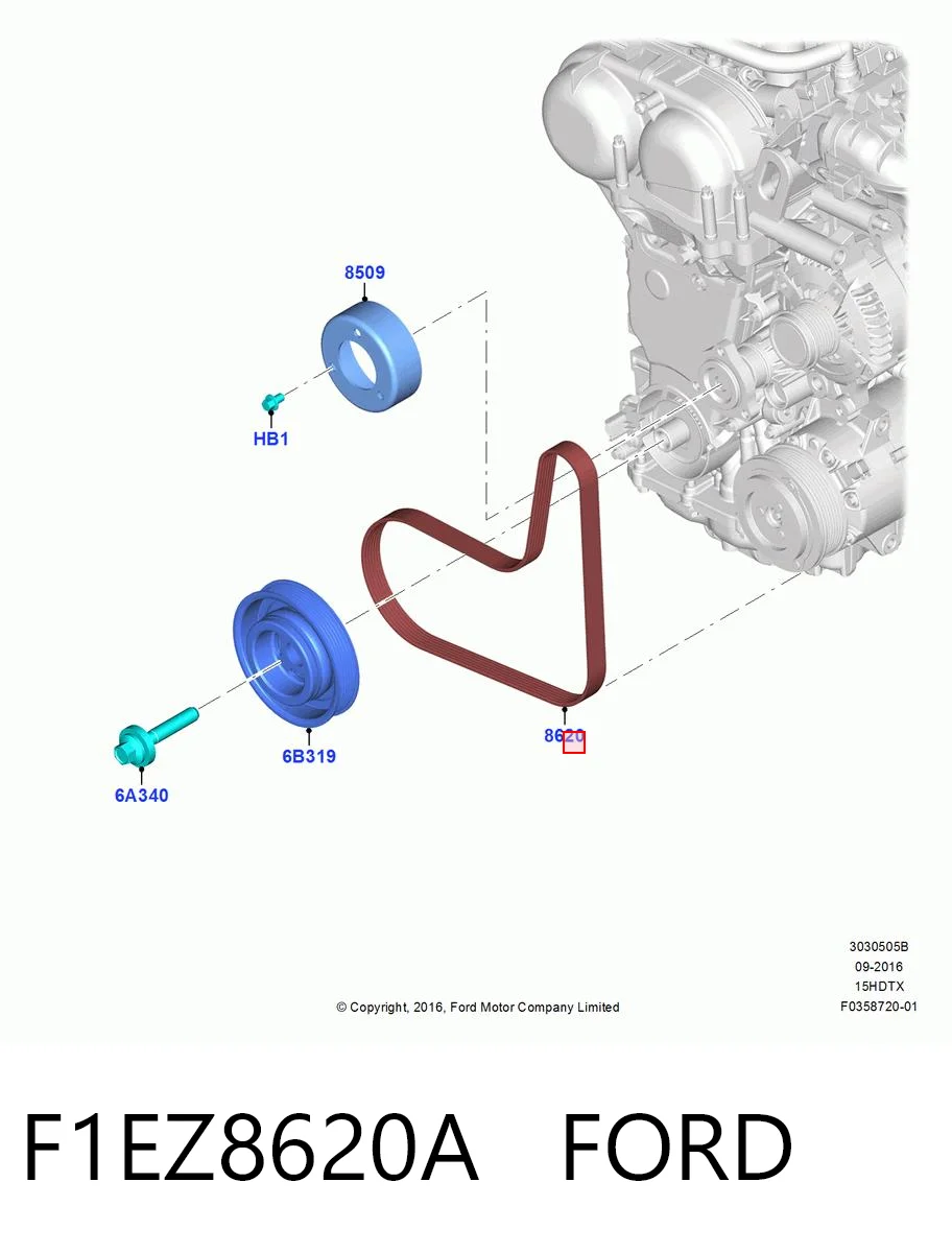 F1EZ8620A Ford Поликлиновый ремень