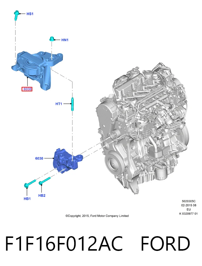 F1F16F012AC Ford Правая подушка двигателя