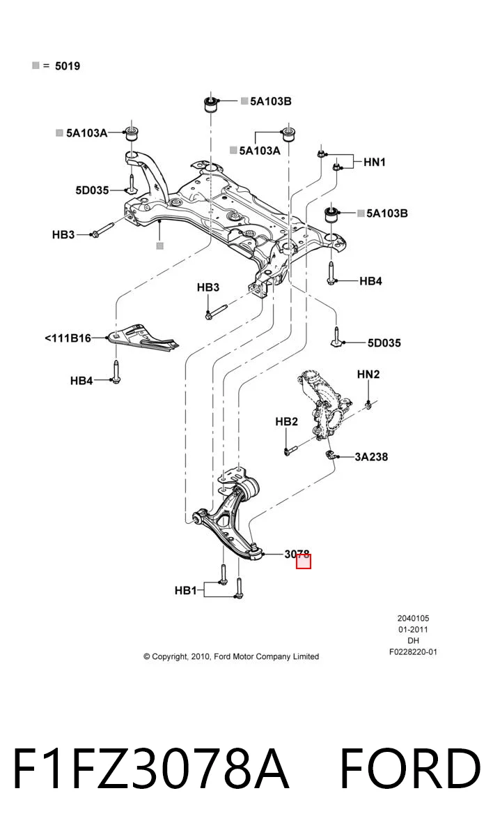 F1FZ3078A Ford Рычаг передней подвески нижний, правый