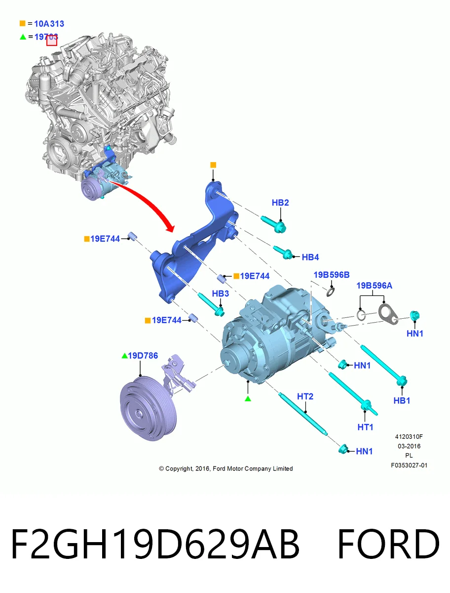 F2GH19D629AB Ford Компрессор хладагента