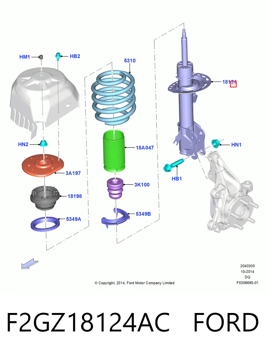 F2GZ18124AC Ford Амортизатор передний левый