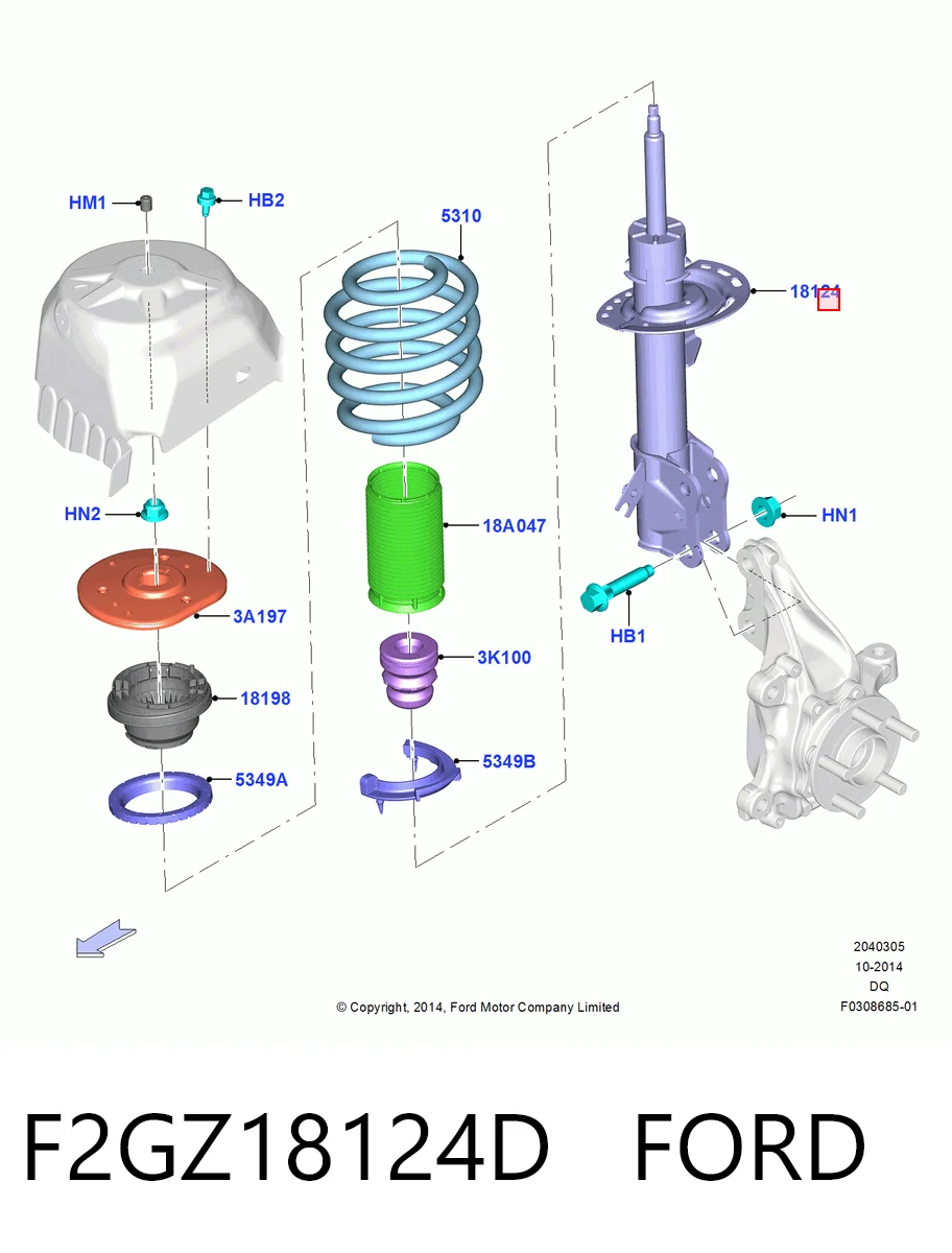 F2GZ18124D Ford Амортизатор передний левый