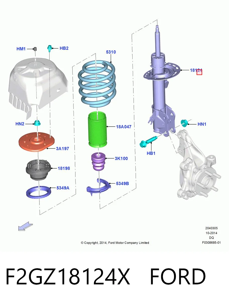 F2GZ18124X Ford Амортизатор передний левый