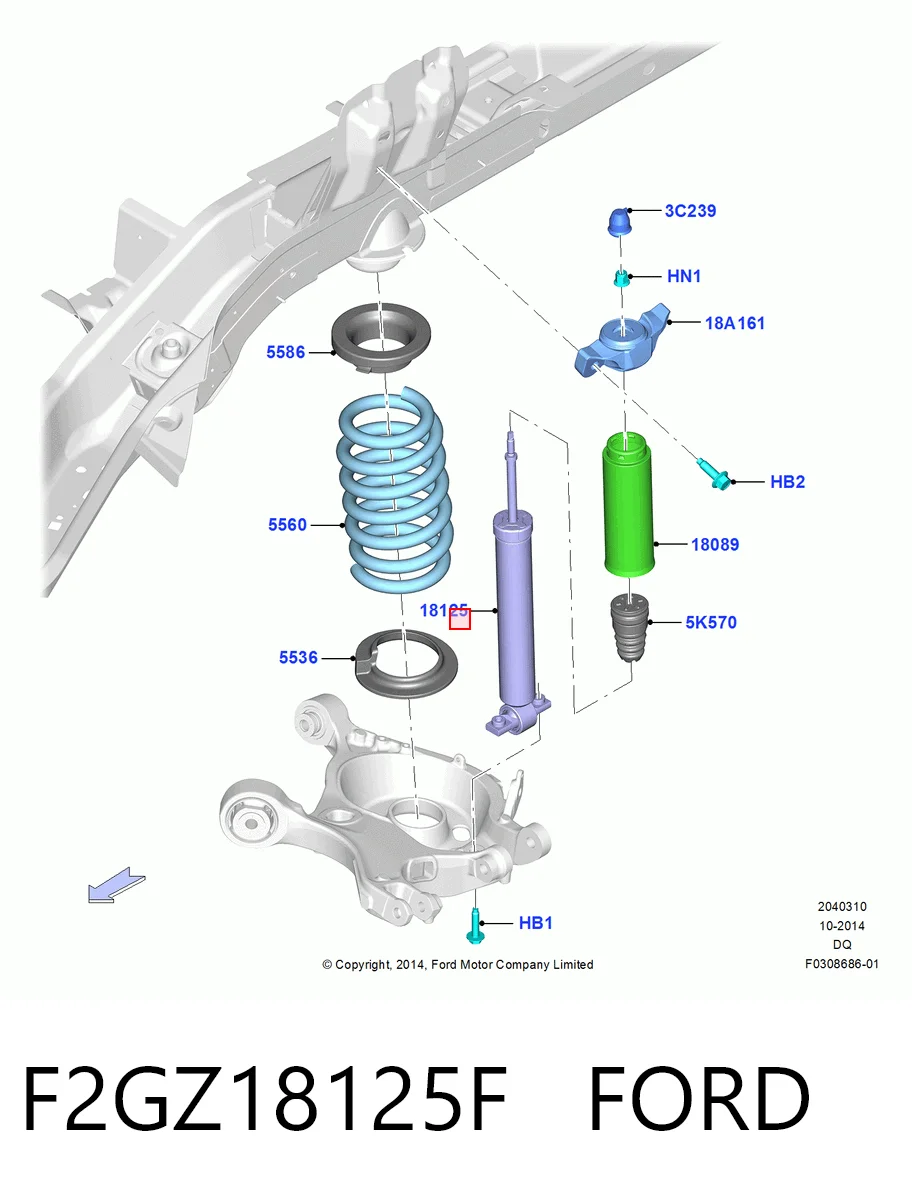F2GZ18125F Ford Амортизаторы задние
