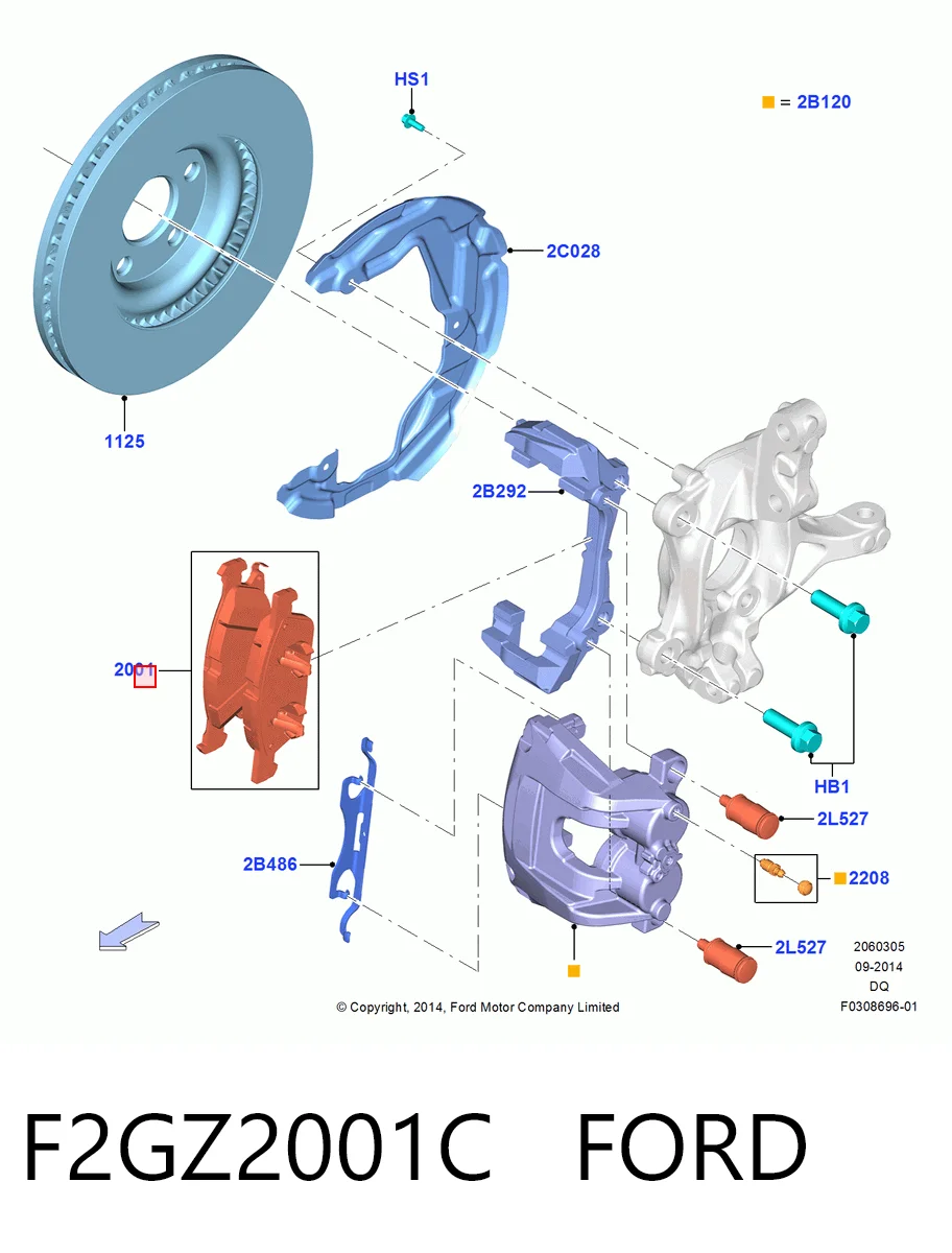 F2GZ2001C Ford Колодки передние