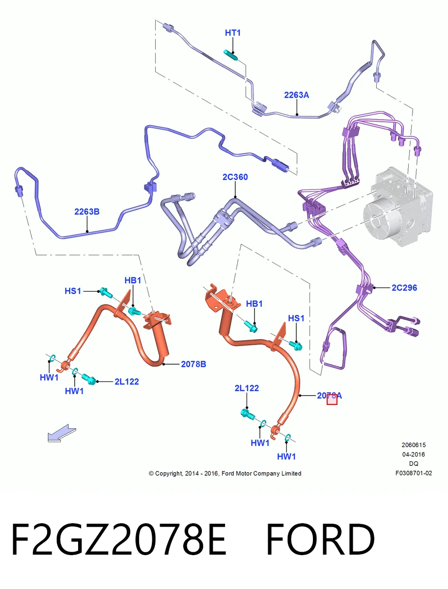 F2GZ2078E Ford Шланг тормозной левый передний