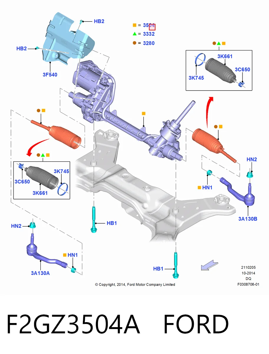 F2GZ3504A Ford Управление рулевое в сборе