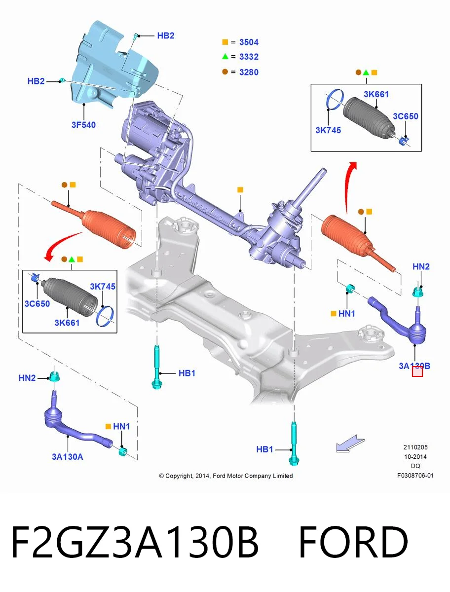 F2GZ3A130B Ford Наружный наконечник рулевой тяги