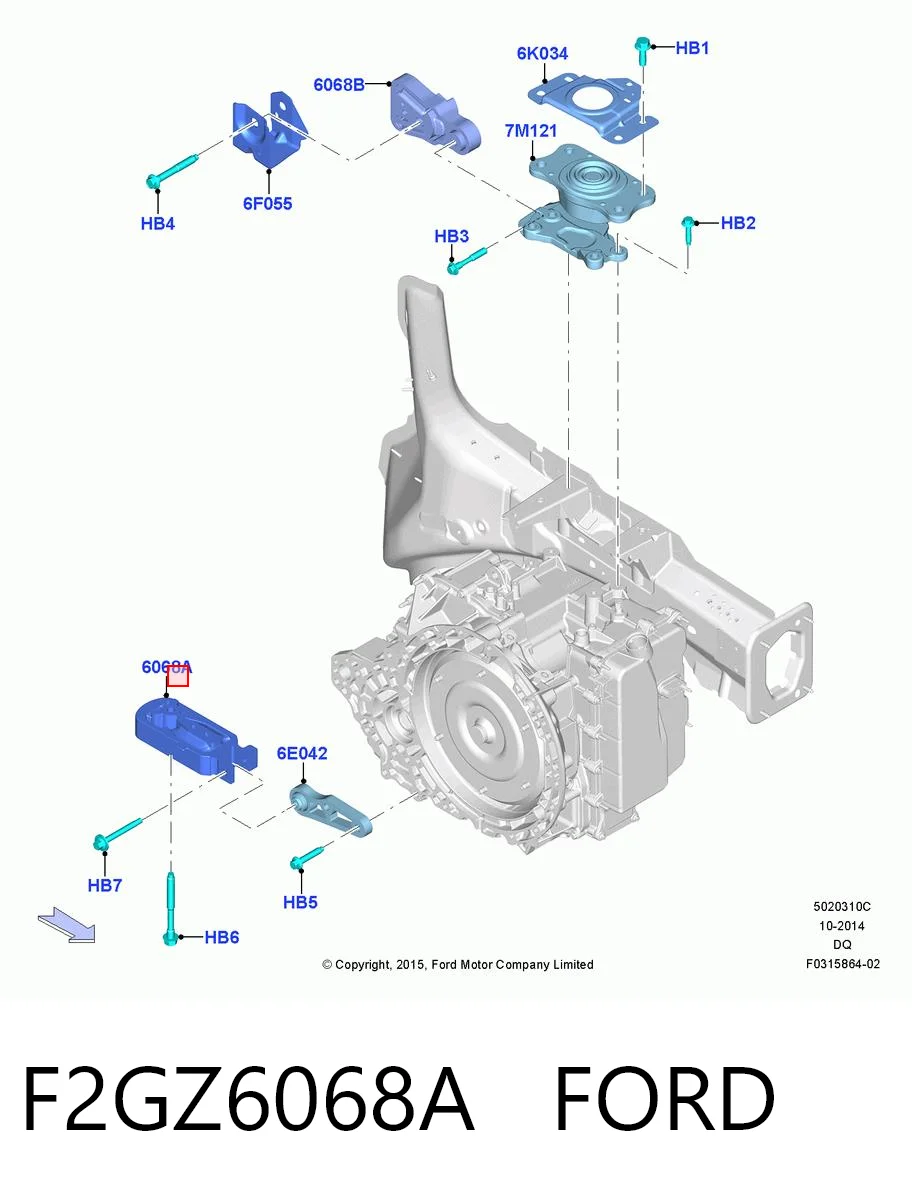 F2GZ6068A Ford Задняя подушка двигателя