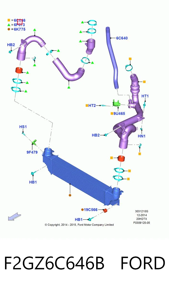 F2GZ6C646B Ford Патрубок интеркуллера