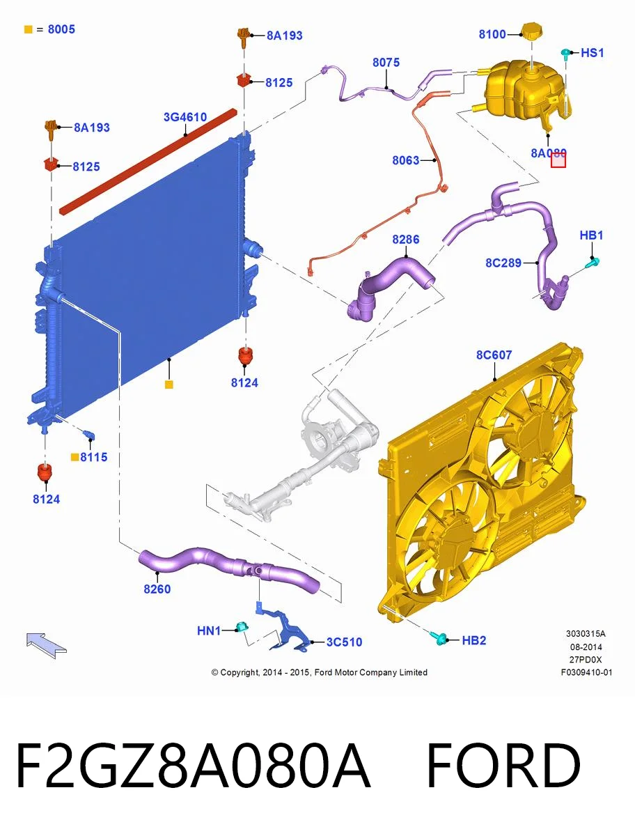 F2GZ8A080A Ford Расширительный бачок охлаждения