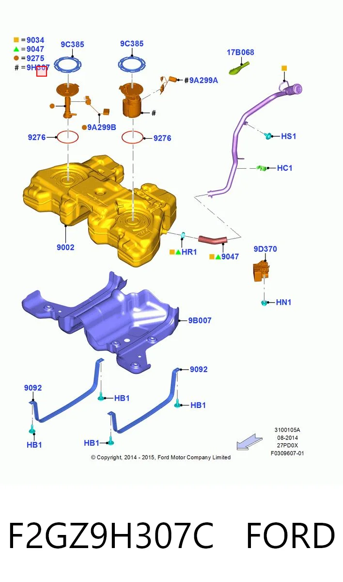 F2GZ9H307C Ford Электробензонасос