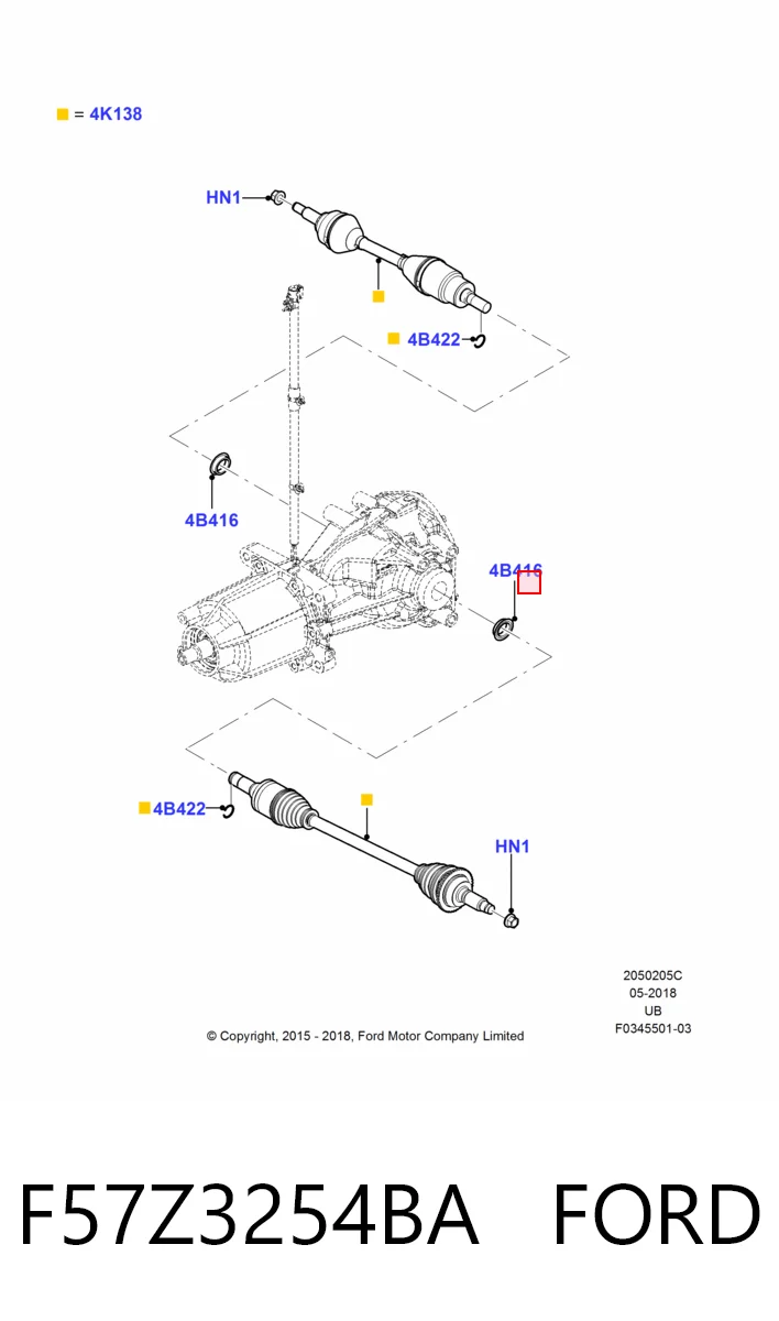 F57Z3254BA Ford Сальник полуоси переднего моста левой