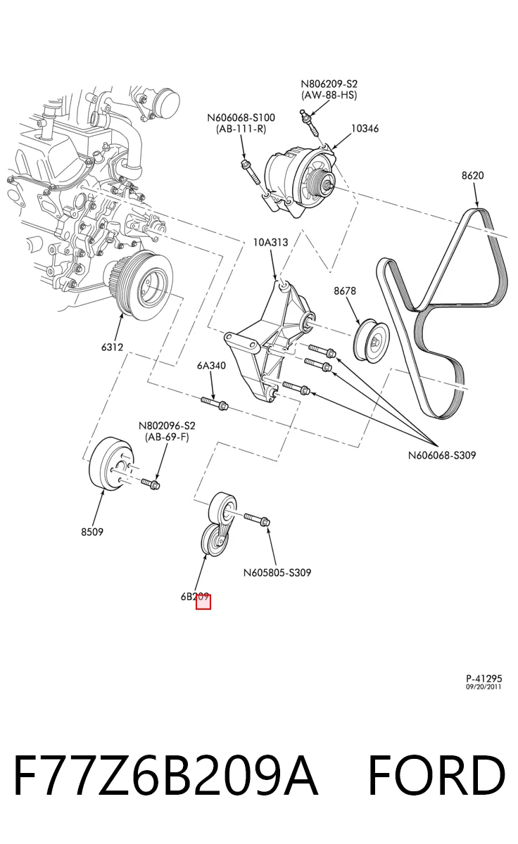 F77Z6B209A Ford Натяжитель клинового ремня